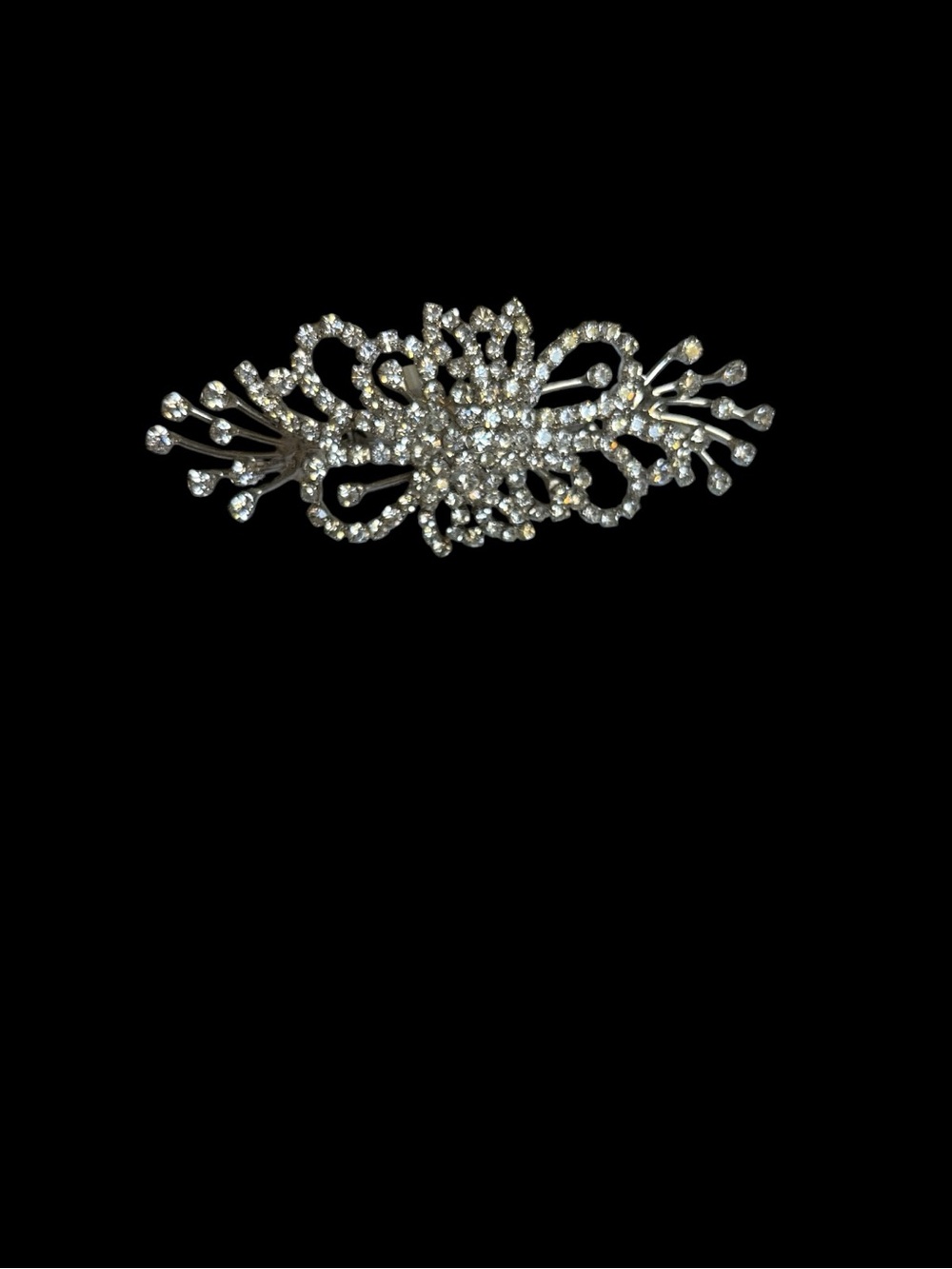 Silver and Rhinestone Pin Brooch